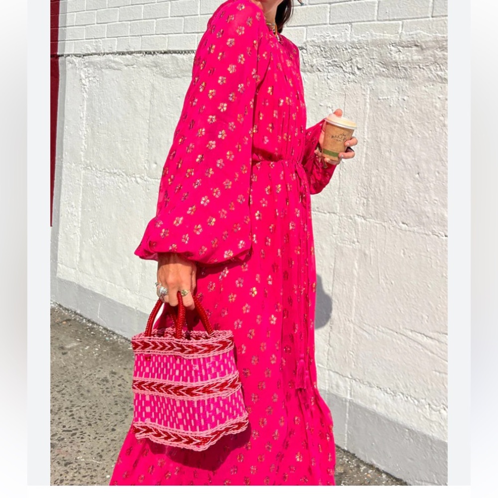 Never Fully Dressed Hot Pink Floral Long Sleeve Maxi Dress